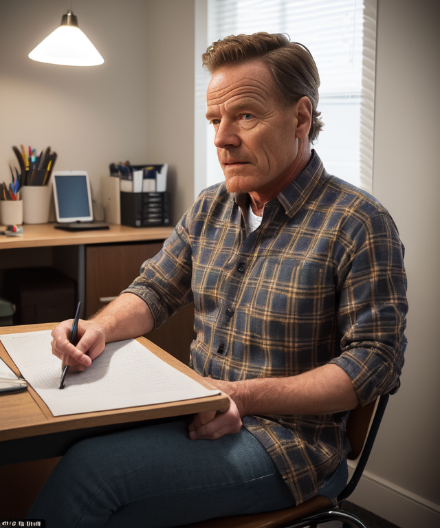 00031-3189728130-A perfect photo of a man,bryancranston,age up, plaid shirt, paisley tie, portrait stock photo middle-aged man in cluttered offic.png